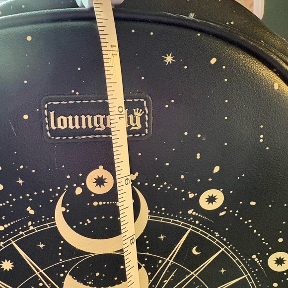 Loungefly Black Faux Leather Moon Phase Mini Backpack with Gold Print - Picture 6 of 6